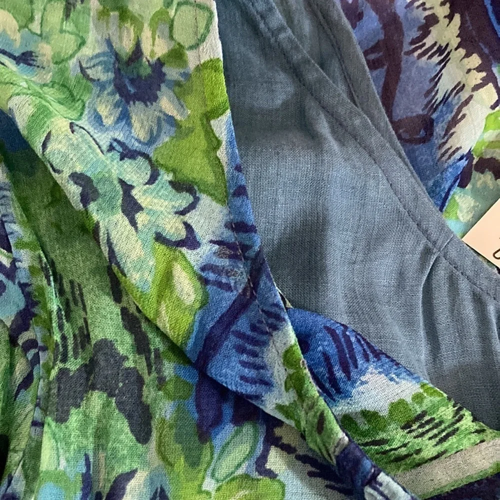 Vintage 90’s blue and green sheet with under dress dress 126 40” chest. 51” long